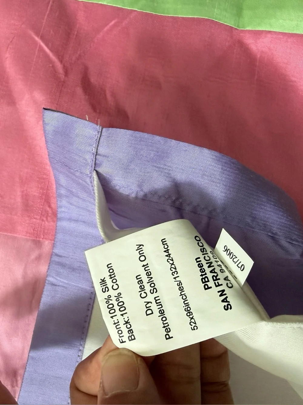 Pottery Barn PB Teen Striped Pastel Curtain Panels Multi Color 100% Silk 2 Sizes